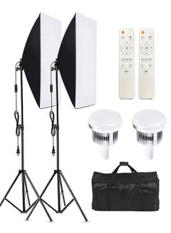Buy Padom Softbox Lighting Kit, Dimmable Continuous Lighting Soft Box Set with 3 Color Temperature 150W Light Bulbs, Professional Photography Studio Equipment for Video Recording, Podcast, Interview(set 2 in UAE