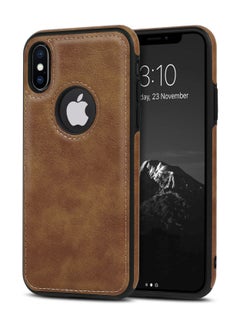 Buy iPhone Xs max Case Luxury Vintage Premium Leather Back Cover Soft Protective Mobile Phone Case for iPhone XS Max 6.5" Brown in Saudi Arabia