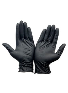 Buy 100-Piece Disposable Nitrile Gloves Set Black L in Saudi Arabia