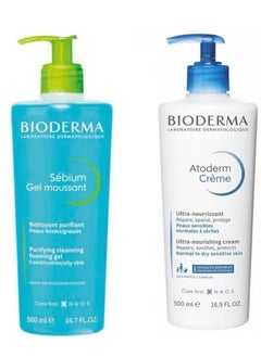 Buy Bioderma cleanser and moisturizer set 500 ml in Saudi Arabia