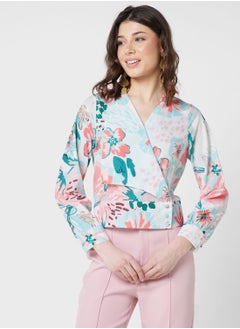 اشتري Asymmetric Front Printed Blouse في الامارات