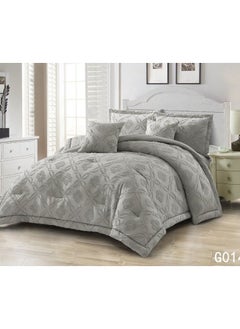 Buy COMFY 6PC LUXURIOUS COTTON EMBROIDERED KING SIZE GREY COMFORTER SET in UAE