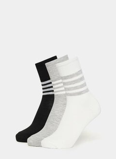 Buy Pack of 3 - Striped Detail Crew Socks in Saudi Arabia