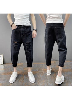 Buy 2023 Mens Ripped Skinny Jeans Korean Fashion Black in Saudi Arabia