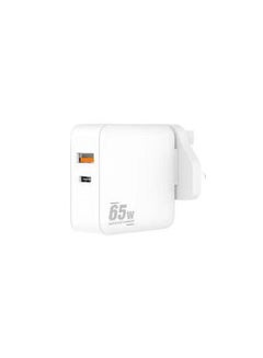 Buy PD 65W GaN Fast Charger with 1 USB-A 1 Type-C Port and UK adapter in Saudi Arabia