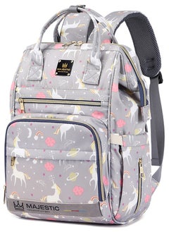 Buy 138 Baby Maternity Diaper Unicorn Waterproof Multifunctional large capacity backpack bag with USB Charging output - Grey in Egypt