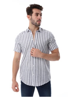 Buy White & Pewter Grey Awning Strip Pattern Shirt in Egypt