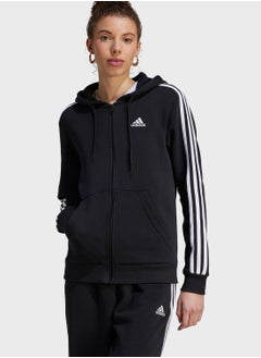 Buy Essentials 3-Stripes Full-Zip Fleece Hoodie in UAE