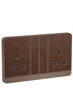 Buy Schneider Eletric AvatarOn E83T25_WD_G12 Double Switch Socket 3P With Shutter 13Amps 250V Wood in UAE