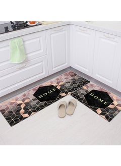 Buy 2 PCS Set Large Kitchen Mats With Thick Non Slip Bottom For Kitchen Floor With Beautiful Design (50×80CM And 50×160CM) in UAE