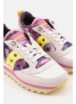 Buy Women Lace Up Jazz Triple Retro Mountain Shoes, White/Pink/Yellow in UAE