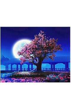 Buy Wall Frame Painting, No Frame Peach Blossom DIY Painting By Numbers Landscape Vintage Wall Painting Acrylic Paint On Canvas For Living Room in UAE