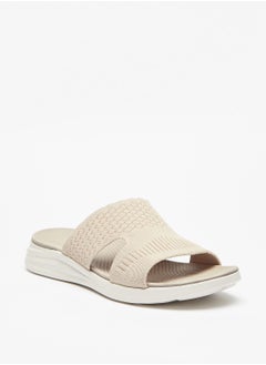 اشتري Textured Slip On Sandals with Platform Heels في الامارات