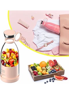 Buy Personal Size Blender, Fresh Juice Mini Fast Portable Blender, Portable Smoothie Blender USB Rechargeable, Electric Juicer Cup with 4 Blades,Pink in UAE