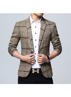 اشتري 1 x 5 pcs Mens Slim Fit Blazer Casual Korean Suit Jacket 603 khaki في السعودية