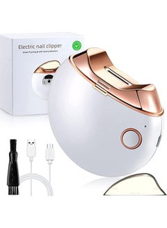 اشتري Electric Nail Clipper USB Rechargeable Nail Trimmer Clipper Automatic Baby Nail File For Kids Adults Elderly Fingernail Care White في السعودية
