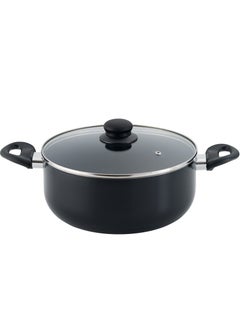 Buy Insiya non stick premium 24cm casserole with glass lid aluminium material for durability easy to wash non stick cookware in UAE