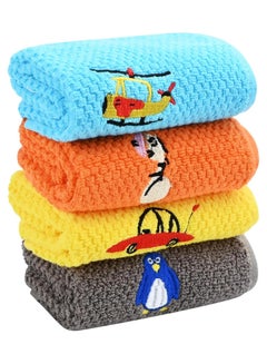 اشتري 4 Pack Kids Face Cloth, Children's Facial Towel 100% Cotton Kids Washcloth Towels Hand Towels Face Wash Cloth for Bathroom, Soft Fingertip Towels Reusable Children Wash Cloths, 25x50cm في السعودية