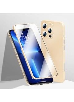 Buy 360 case for iPhone 11 Pro Max (protective case + transparent screen) ,Beige in Egypt