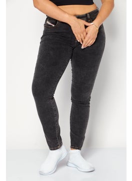 اشتري Women Skinny Fit Dark Wash Stretchable Denim, Black في الامارات