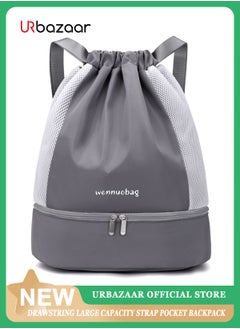 Buy Sports Drawstring Backpack - String Swim Gym Bag with Shoes Compartment and Wet Proof Pocket for Women&Men in UAE