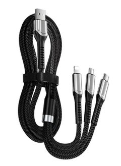 Buy 3 in 1 USB Charger Cables Ultra-Fast 200W Braided Nylon Charging Cable, Universal Multiple Ports Charging Cord with Type-C, Micro USB and IP Port for Cell Phones and More-2 M in Saudi Arabia