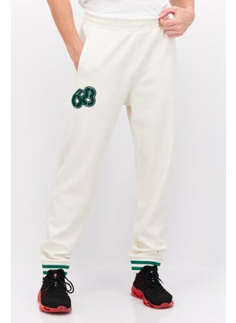 Buy Men Regular Fit Embroidered Sweatpants, White/Green in UAE