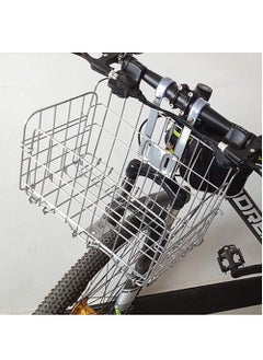 اشتري Folding Bike Front Basket, Easy Installation On Front Handlebar, Rust Proof Detachable Folding Rear Bike Basket, Mountain Bike Accessories, Bike Frame Basket Silver 33.5*22*20 cm في السعودية