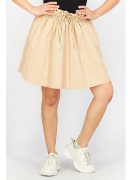 Buy Women Plain Mini Skirts, Tan in Saudi Arabia