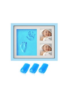 اشتري 1Piece Baby Handprint & Footprint Frame Kit, Clay Casting & Photo Memory Keepsake Frame (Blue Frame, Blue Clay) في الامارات