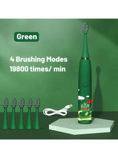 اشتري Portable Kids Electric Toothbrush, Battery Powered Kids Toothbrush 6 Brush Heads, Built-in 2 Minute Timer, Soft Bristles, IPX7 Water Resistant في الامارات