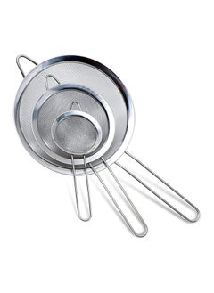 Buy SKY-TOUCH 3-Piece Stainless Steel Fine Mesh Strainer Set with Handle – 3 Sizes (20cm, 14cm, 12cm) for Kitchen, Food, Tea, Coffee, Juice, Quinoa, Rice, Flour, Baking, and Cooking in UAE