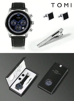 Buy Elegant Watch Set For Men Wrist Watch And Cufflinks And Tie Clip in Saudi Arabia