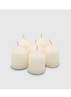 Buy Pack of 6 Small Ivory Pillar Candles | 2 x 1.6inch | Unscented & Dripless Candles for Decor, Events, Restaurants | Natural Wax with Cotton Wicks | 30+hrs Burn Time in UAE