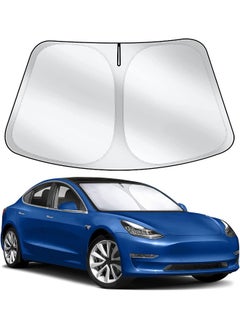 اشتري Tesla Model 3 Y Windshield Sunshade, Sun Shade Fit for 2016 2022 Protector Visor Cover, Black&Silver في الامارات