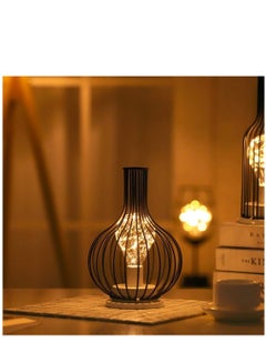Buy Diamond Iron Table Lamp, Nordic Style Iron Wire Table Lamp  Bulb Bedside Table Lamp Battery Operated for Bedroom, Living Room, Bar, Hotel in Saudi Arabia
