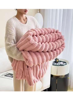 Buy COMFY WARM THICK WINTER EMBOSSED SOFT LUXURIOUS BLANKET KING SIZE PINK in UAE