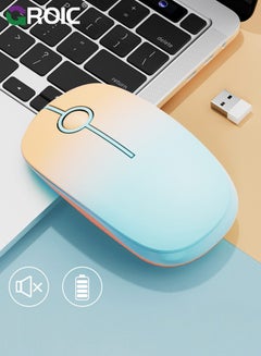 اشتري Wireless Mouse, 2.4G Slim Portable Computer Mouse with Nano Receiver, Less Noise Mobile Optical Mice for Notebook, PC, Laptop, Computer, Mac (Gradient Orange to Mint Green) في الامارات