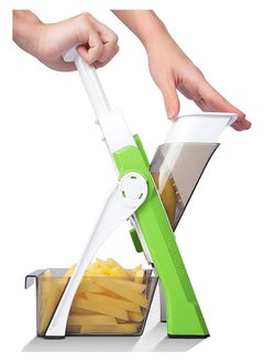 Buy Safe Mandoline Slicer for Kitchen, Professional Vegetable Slicer with Container, Onion Cutter/Potato Slicer, 30+ Presets and Thickness Adjustment, Faster Food Cutting Tools-Green in Egypt