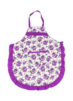 Buy Floral Printed Apron With Pocket Purple/White 76x67cm in Saudi Arabia