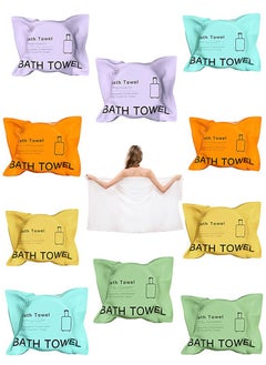 اشتري Large Compressed Bath Towel, 140x70cm Disposable Cotton Bath Towels, Portable Light and Reusable, Suitable for Hiking, Camping, Beach, Swimming and Traveling(10 pcs) في السعودية