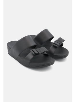 Buy Women Rosa Bow Leather Slip On Sandals, Black in Saudi Arabia