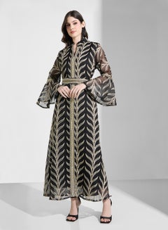 black dress with sleeves casual Elegant Resort Wear Dori Embroidery The dress has a Best Sellers NH June Diane Kruger Pattern:Front 2