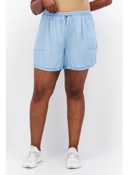 اشتري Women Plus Size Heather Basic Shorts, Light Blue في الامارات