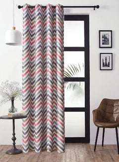 Buy 1-Piece Modern Printed Blackout Window Curtain Red/White/Grey 100x250cm in UAE