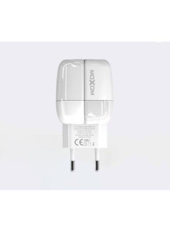اشتري Moxom Wall Charger, Dual USB Charger Auto-ID 2.4A Port Charging LED Fast Quick with one type C cable في الامارات