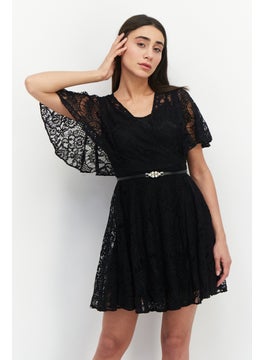 اشتري Women Textured Mini Dress, Black في الامارات