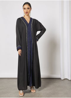 Buy Abaya With Contrasting Stone Work And Lace Embellished in UAE