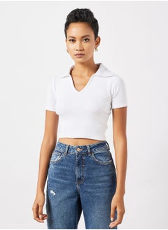 Buy Collared Slim Crop Top in UAE