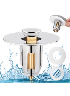 Buy Bathroom sink stopper, no overflow bullet core push type sink drain strainer, stainless steel wash basin universal pop up drain filter with hair catcher basket for 1.02''-1.96'' drain hole in Egypt